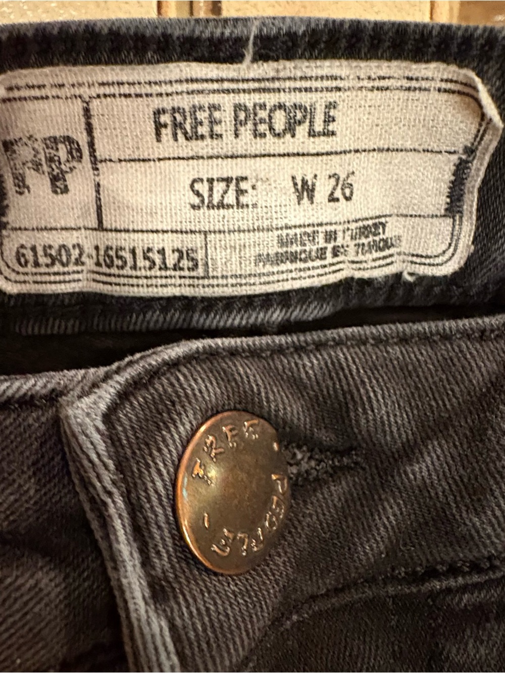 Free People Black Distressed Skinny Jeans with Frayed Ankles